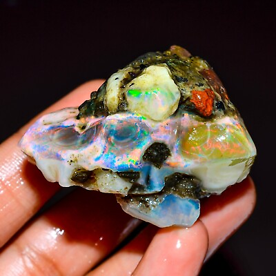 #ad Ethiopian opal rough natural opal rough fire opal raw gemstone 201 Ct. 48x38mm $270.00