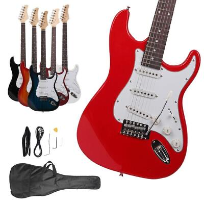 #ad Full Size Basswood Electric GuitarStrapCordGigbag Beginner Christmas Gift $67.85