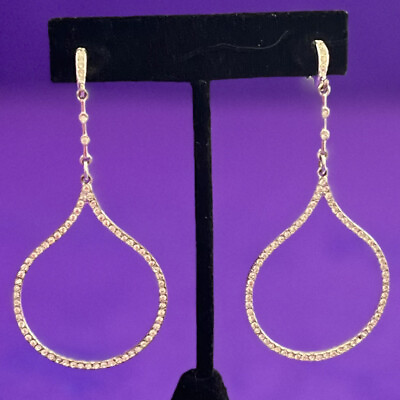 #ad Silver Tone Crystal Pavé Teardrop Drop Earrings SALE $6.90