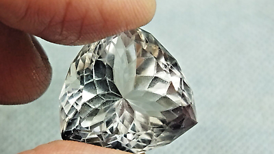 #ad 35 Cts Quartz Trillion Frosted Facets On Pavillion Loose Gemstones 100% Natural $36.00