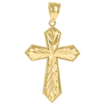 #ad 10K Yellow Gold Passion Cross Religious Charm Pendant for Women Men $248.00