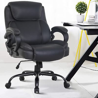 #ad Big and Tall Office Chair 400LBS Heavy Duty Executive Desk Chair with Wide Seat $155.48