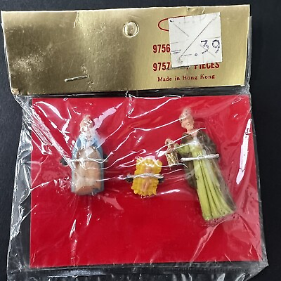 Vintage SSCO Christmas Plastic 9756 Miniature Nativity 3 Pc Set 1” Hong Kong $10.00