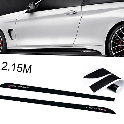 #ad Performance 2.15M Glossy Black Side Skirt Sill Decal Stripe Stickers For BMW US $12.99