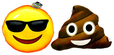 #ad #ad Emojeez Emoji Pillows Set 2 Sunglasses Smiley Smiling Poo Soft Plush Gift Round $11.43
