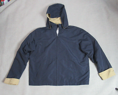 #ad Tally Ho Womens Windbreaker Jacket Size XL Navy Full Zip Removable Hood Cuffed $20.95