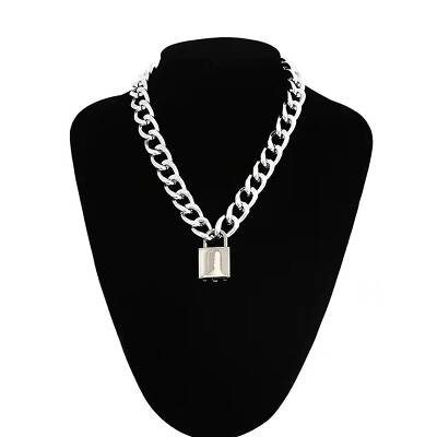 #ad Gothic Lock Chain Necklace Punk Stainless Steel Link Padlock Pendant $12.44