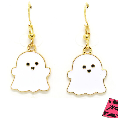 #ad Hot White Enamel Cute Halloween Ghost Girl Fashion Women Stand Lady Earrings $2.96