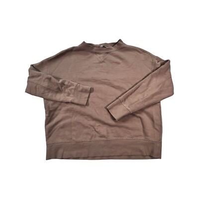 Vince Women#x27;s XS Brown Distressed Sweatshirt Long Sleeve Cotton Knit Pullover $29.99