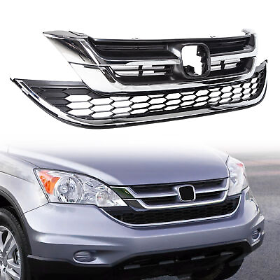 #ad #ad FOR HONDA CRV CR V 2010 2011 FRONT BUMPER UPPER amp; LOWER GRILL GRILLE ABS CHROME $53.40
