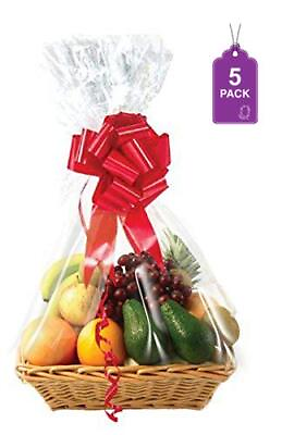 #ad Clear Basket Bags Large Clear Cellophane Wrap for Baskets amp; Gifts 24quot;x30quot; 5 $8.69