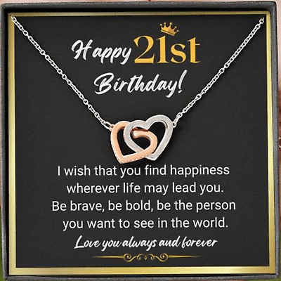 #ad 21st Birthday Gifts For Her Interlock Heart Necklace 21 Year Old Birthday Gift $22.95