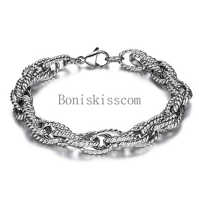 2021 Unique Men#x27;s Stainless Steel Chain Bracelet 8 Inches Length Silver Tone $8.54