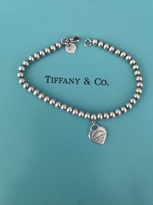 #ad Tiffany amp; Co. Sterling Silver Return to Tiffany Heart Tag Enamel Beads Bracelet $149.00