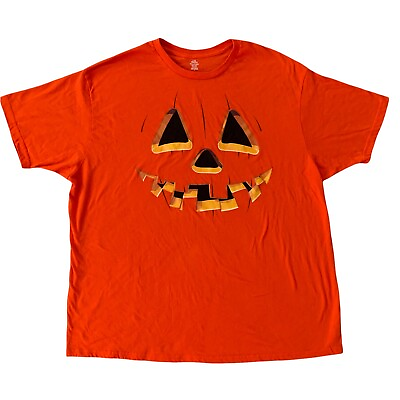 #ad Halloween Pumpkin Mens T Shirt Size 3XL 54 56 Orange Short Sleeve Jack o lantern $12.83
