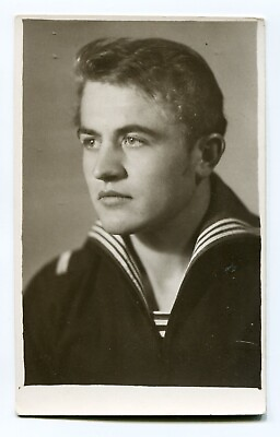 #ad Handsome young man Navy sailor soldier portrait gay int ussr vtg photo $2.09