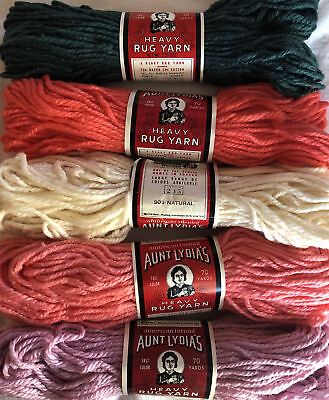 #ad Aunt Lydia#x27;s Cotton Polyester Heavy Rug Yarn 2.25 oz 70 Yd Skeins 5 colors $6.50