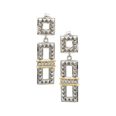 #ad Andrea Candela 18k Yellow Gold amp; Diamonds Square Halo Cable Earrings ACE418 14 $575.00