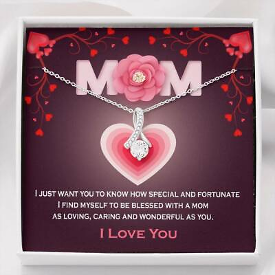 MOTHERS DAY Necklace Gift Mom Jewelry CZ Pendant Necklace Special MOM Msg Card $35.97