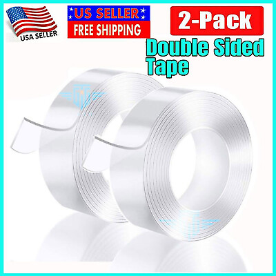 #ad 20FT Transparent Tape Double Sided Traceless Washable Adhesive Invisible Gel $7.99