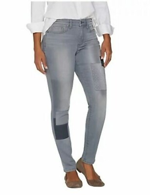 #ad Martha Stewart Petite Patchwork 5 Pocket Ankle Jeans Grey Petite 6 A301088 NEW $8.50