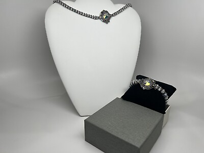 #ad Hand Made Swarovski silver Shade Crystal Necklace Bracelet Set $139.99