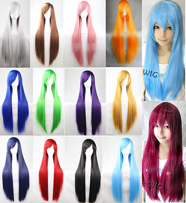 #ad Hot Sexy 80cm Long Straight Wig Fashion Cosplay Costume Anime Hair Full Wig Hair $14.99