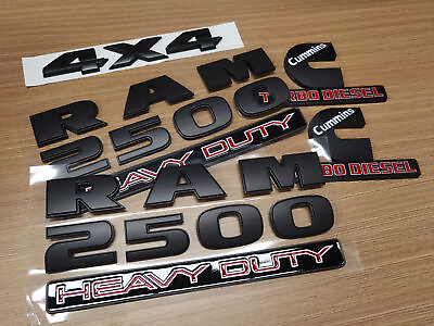 #ad 5PCS Matte Black Emblem Badges For RAM 2500 HEAVY DUTY 4X4 Cummins Turbo Diesel $45.99