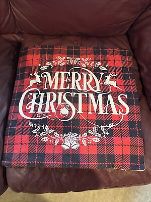 #ad Merry Christmas Plaid Pillow Case Used Great Shape Fast Shipping $7.99