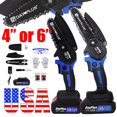 #ad 21V 600W Battery Power 4quot; 6quot; Mini Handheld Chainsaw Cordless Electric Chain Saw $61.91