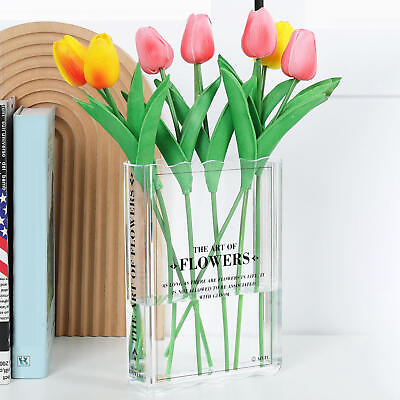 #ad Acrylic Book Vase for Flowers Book Lovers Gifts Flower Vase for Room Decor $18.24