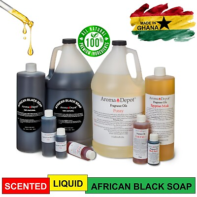 SCENTED Liquid Raw African Black Soap 100% Natural Organic Face amp; Body Wash $5.95