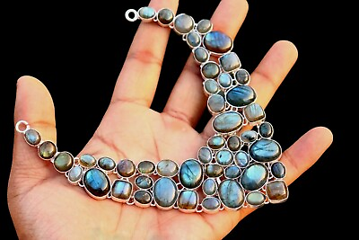 #ad Labradorite Gemstone Silver Necklace 925 Sterling Silver Labradorite Necklace $194.40