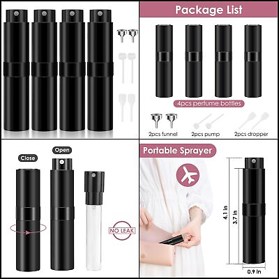 #ad #ad 4 Pack 8ml Travel Perfume Atomizer Bottles Refillable Empty Cologne Sprayer $15.30