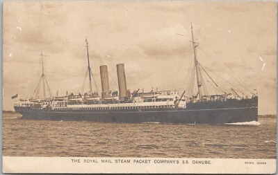 #ad 1910s RPPC Real Photo Postcard quot;Royal Mail Steam Packet Company#x27;s S.S. DANUBEquot; $4.50