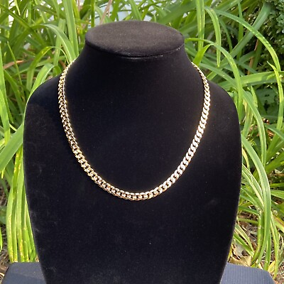 #ad Gold Chain Cuban Link 20in 7mm 14k Gold Plated $24.99