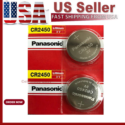 #ad #ad 2 x Fresh New Panasonic CR2450 CR 2450 3v LITHIUM Coin Cell Battery Exp. 2031 $4.49