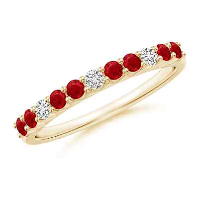 #ad Angara Natural 2mm Ruby Non Eternity Ring in 14K Yellow Gold Ring Size: 7 $854.10