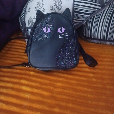 #ad Bath And Body Works Black Cat Straps Cosmetic Bag LN $18.00