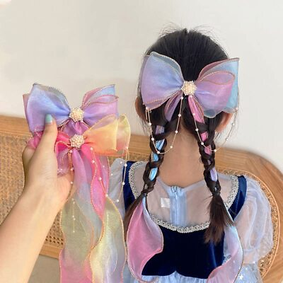 #ad 2pcs Mermaid Unicorn Colored Hair Bow Clip for Girls Iridescent U85 4 $23.29