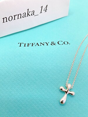 #ad Near MINT Tiffany amp; Co. Elsa Peretti Cross Small Necklace Pendant Silver No Box $80.99