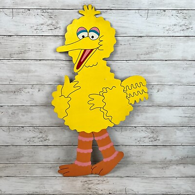 #ad Vintage Hand Carved Wooden BIG BIRD Sesame Street 1980s Wall Art 14.5quot;x 25.5quot; $88.99