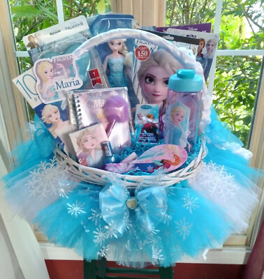 Frozen ll Elsa Anna Tutu Gift Basket Birthday Easter Gift Basket Girl Gift $100.00