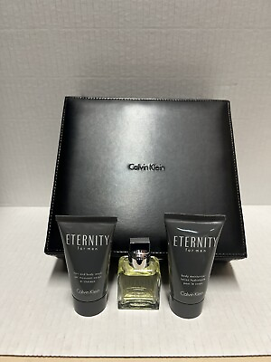 #ad #ad CK Eternity Calvin Klein set of 3 EDT Spray Gel After Shave Balm plus box USA $29.98
