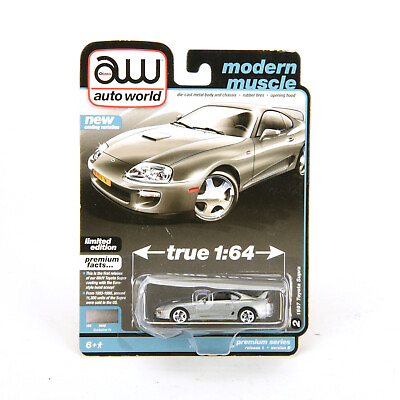 #ad Auto World Modern Muscle 1997 Toyota Supra 1 64 Silver Diecast Model Car Toys $13.99