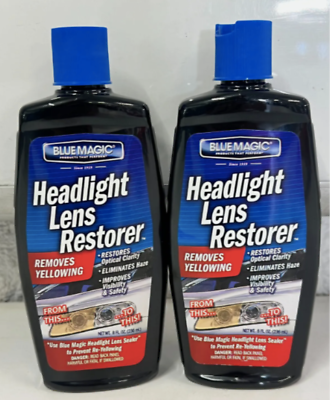 #ad Blue Magic Car Headlight Lens Restorer 8oz Each Removes Haze Yellowing 2 Pack $23.89