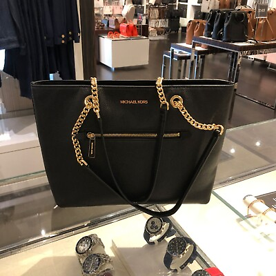 Michael Kors Women Medium Fashion Leather Tote Handbag Purse Shoulder Bag Black $108.95