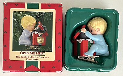 #ad Vintage 1986 Hallmark Christmas Ornament Open Me First Clip On $8.99