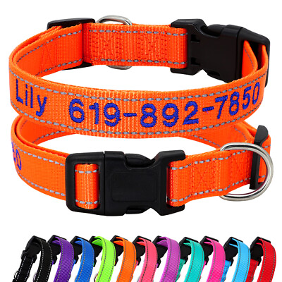 #ad Adjustable Nylon Dog Collars Personalized with Custom Free Embroidered Pet Name $9.99