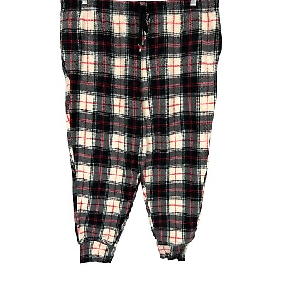 #ad Cuddl Duds Women#x27;s Fleece wear Stretch Petite Jogger Pants Black Plaid P1X Size $10.00
